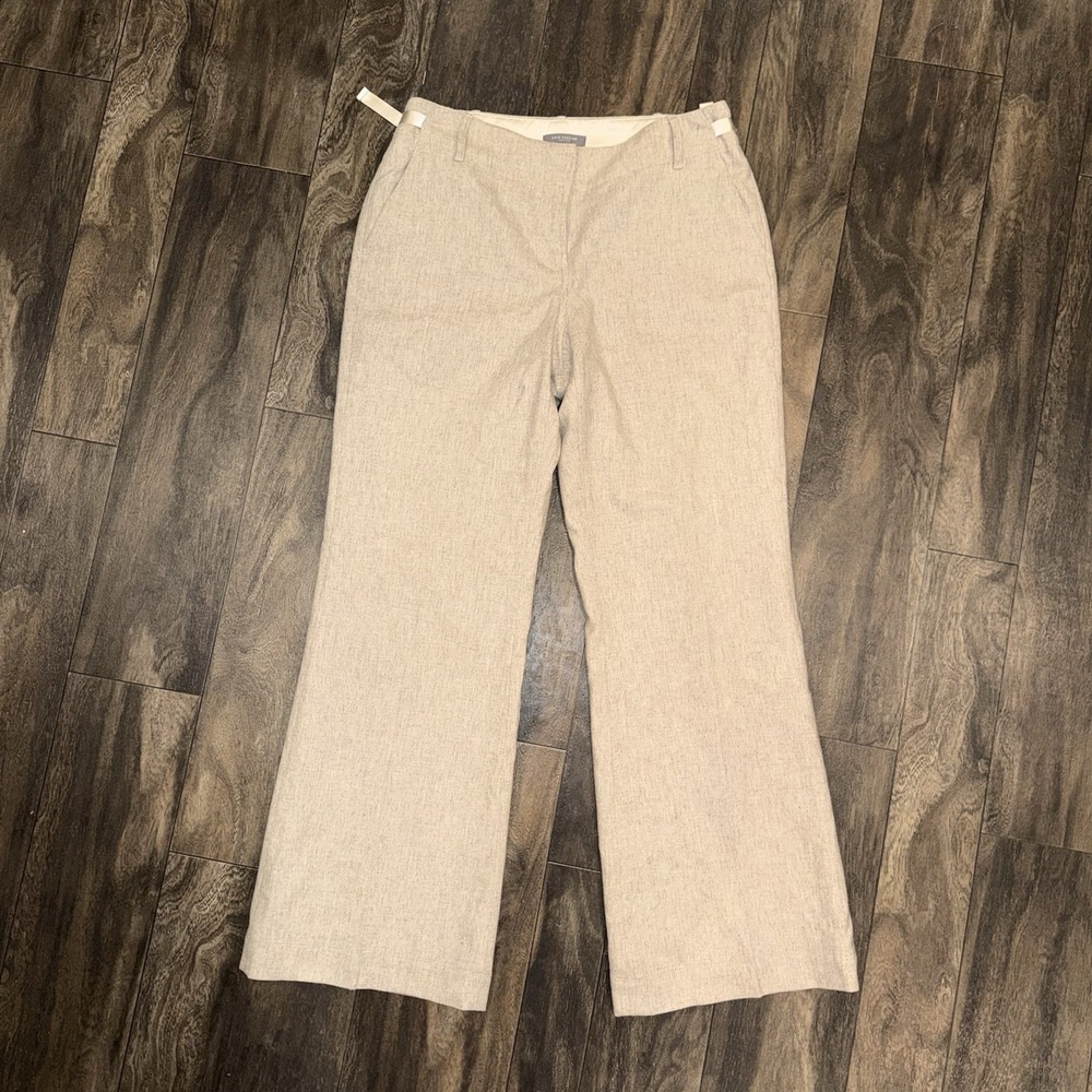 Ann Taylor Wool Blend Wide-Leg Casual Dress Trousers Women's 8P Petites Oatmeal